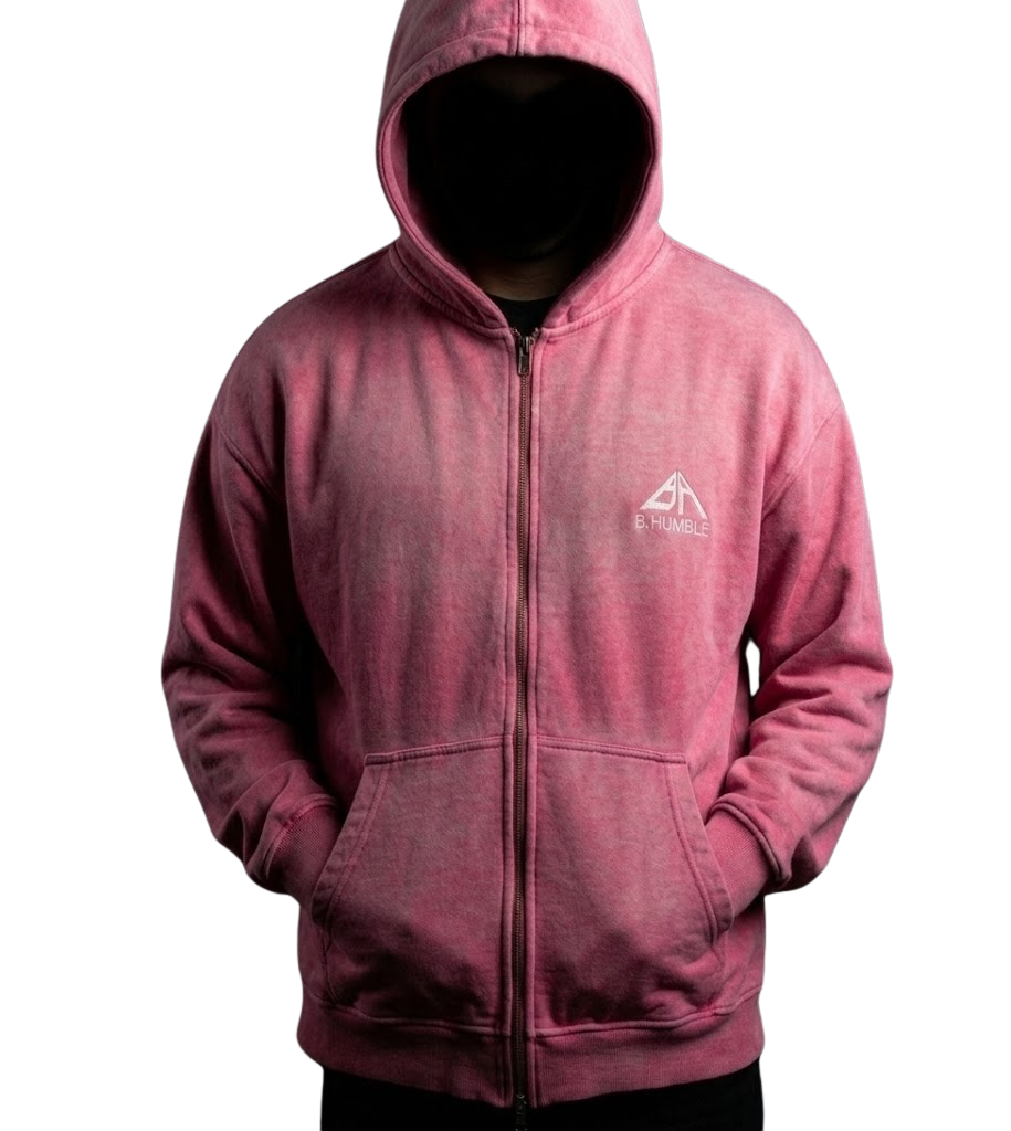 SPRAY DISTRESSED ZIP HOODIE
