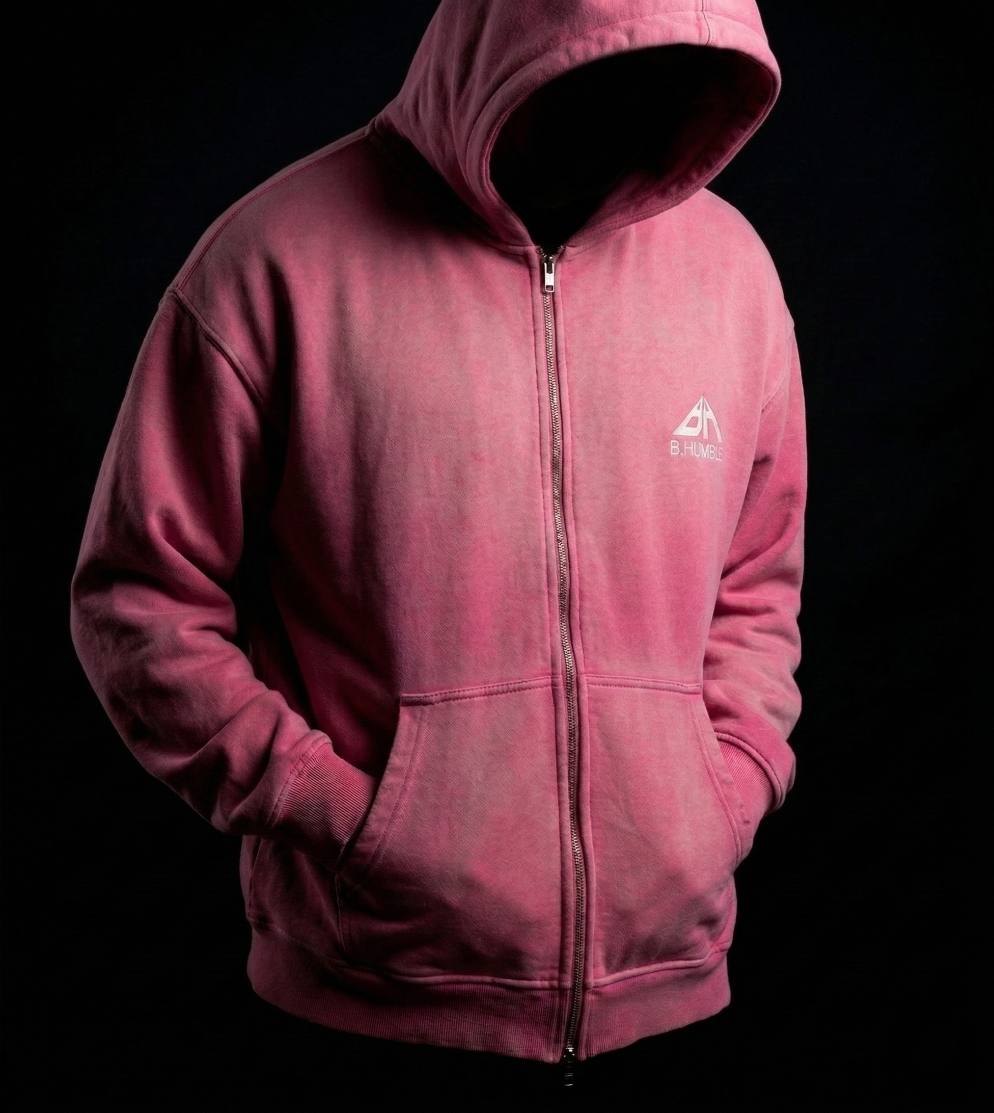 SPRAY DISTRESSED ZIP HOODIE